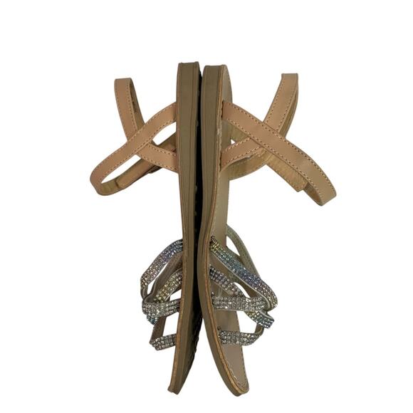 Size 2 Mix No6 Girls Sandals Rhinestones Flat Stella Strappy - Picture 10 of 11